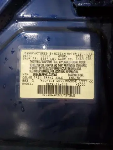 2012 NISSAN SENTRA 2.0  