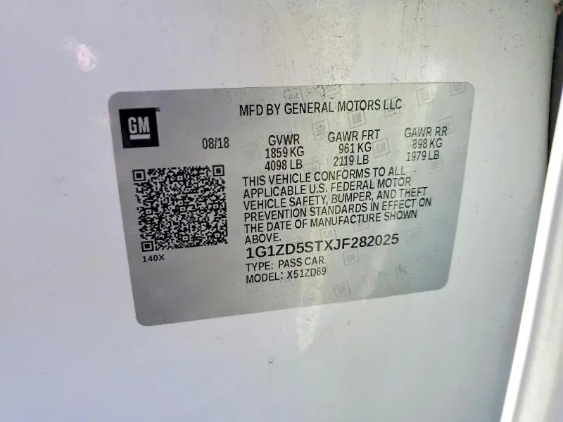 2018 CHEVROLET MALIBU LT  