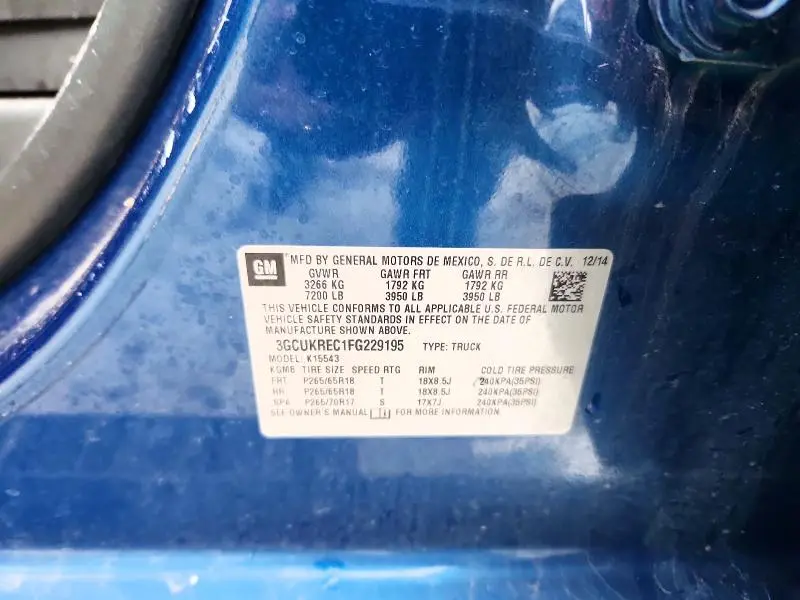 2015 CHEVROLET SILVERADO K1500 LT  