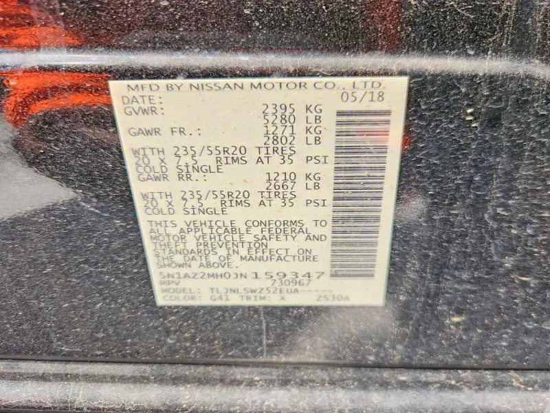 2018 NISSAN MURANO PLATINUM  