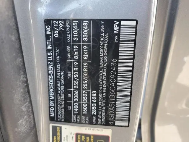2012 MERCEDES-BENZ ML 350 4MATIC  