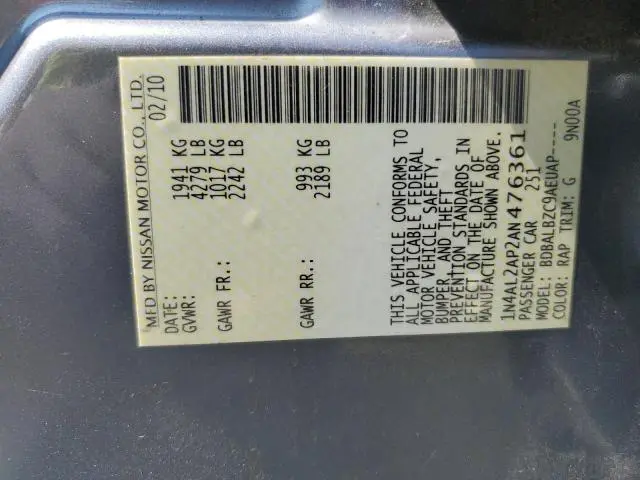 2010 NISSAN ALTIMA BASE  