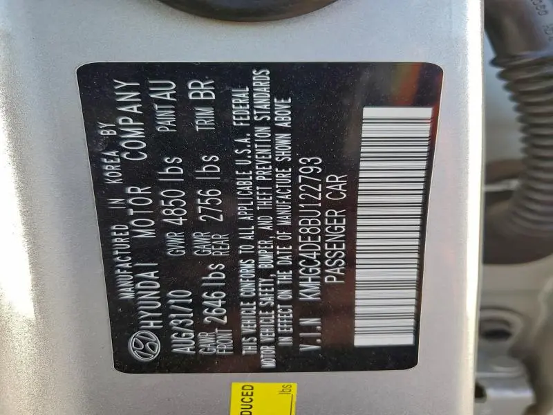 2011 HYUNDAI GENESIS 3.8L  