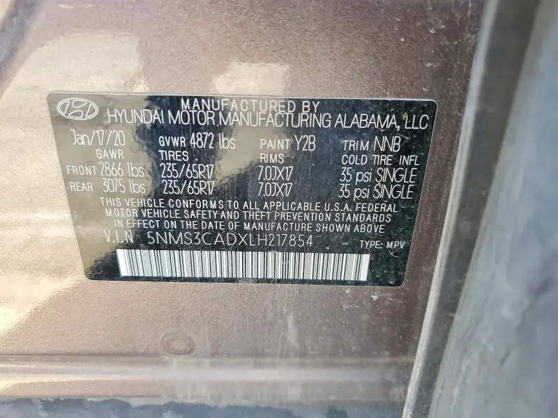 2020 HYUNDAI SANTA FE SEL  