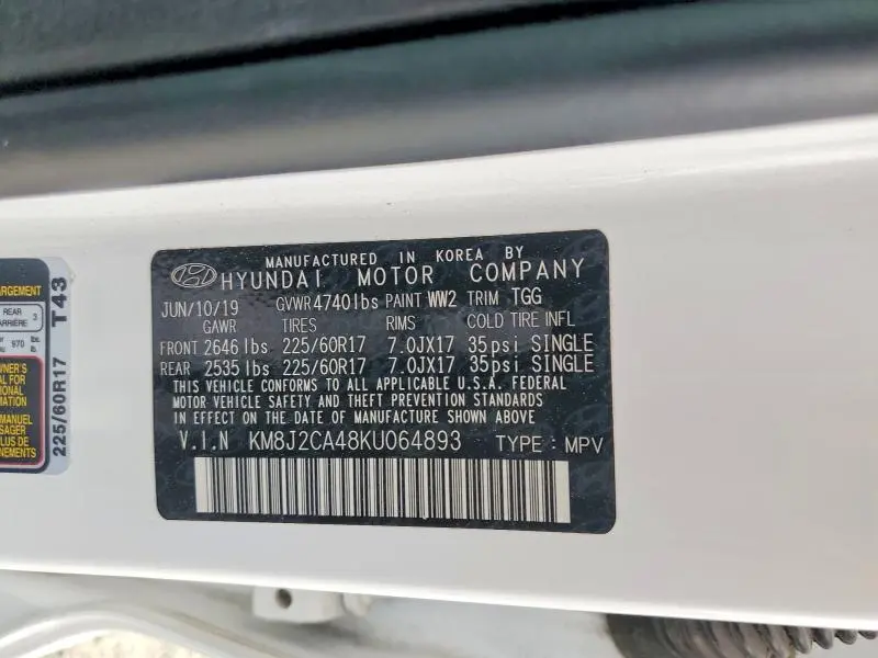 2019 HYUNDAI TUCSON SE  