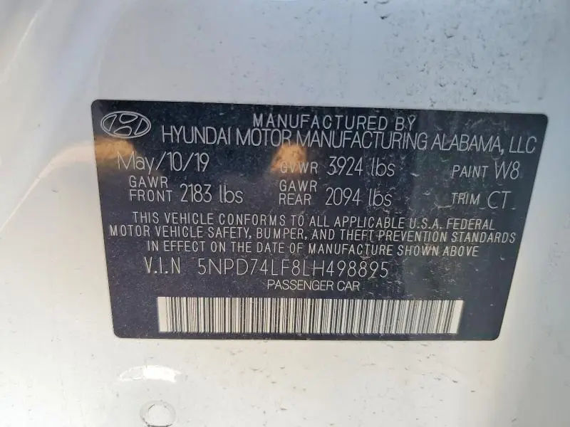 2020 HYUNDAI ELANTRA SE  