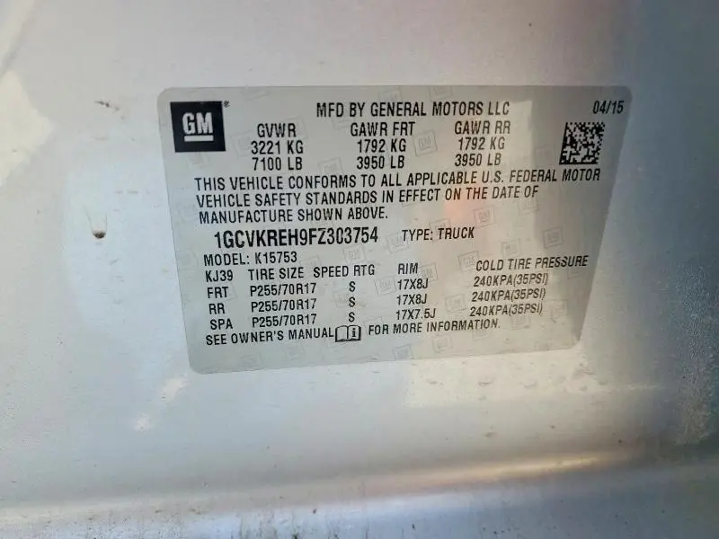 2015 CHEVROLET SILVERADO K1500 LT  