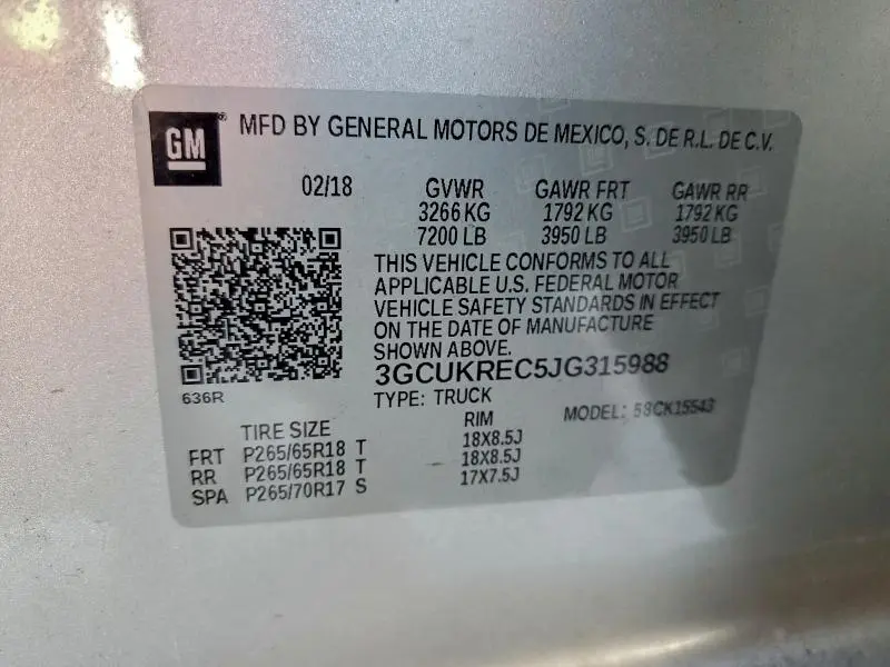 2018 CHEVROLET SILVERADO K1500 LT  