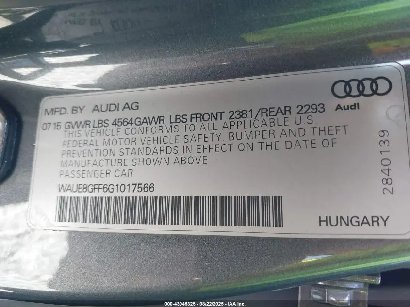 2016 AUDI A3 2.0T PREMIUM