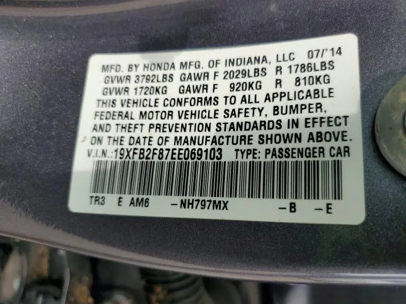 2014 HONDA CIVIC EX  
