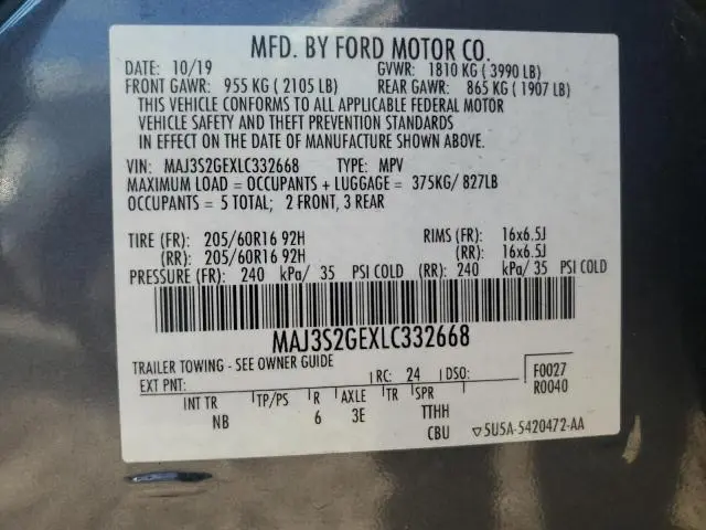 2020 FORD ECOSPORT SE  