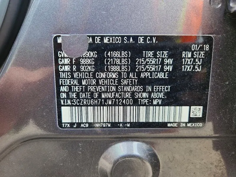2018 HONDA HR-V EXL  