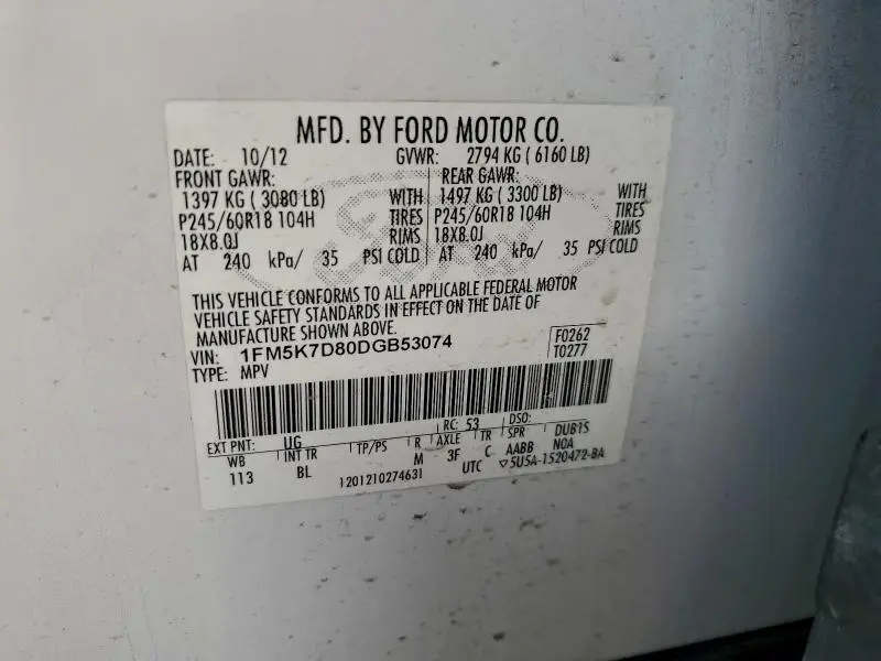 2013 FORD EXPLORER XLT  