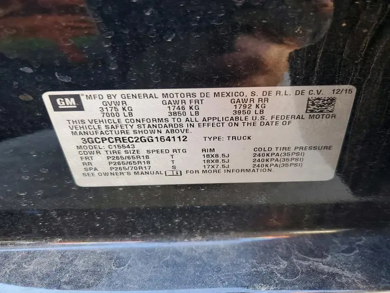 2016 CHEVROLET SILVERADO C1500 LT  