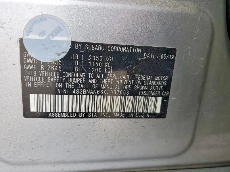 2019 SUBARU LEGACY   