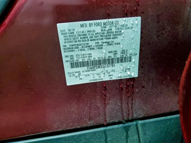 2018 FORD TAURUS LIMITED  