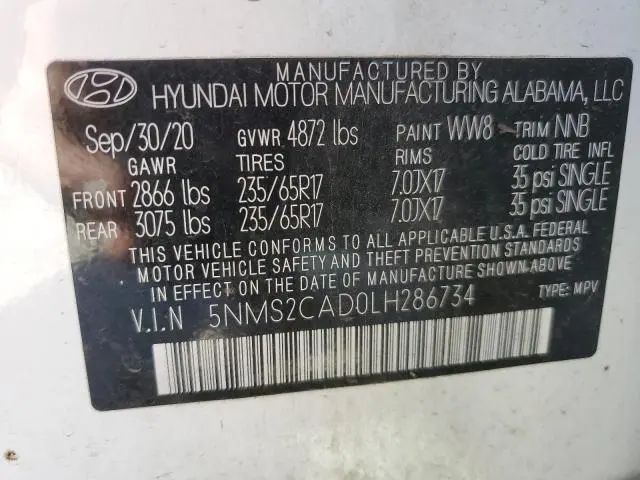 2020 HYUNDAI SANTA FE SE