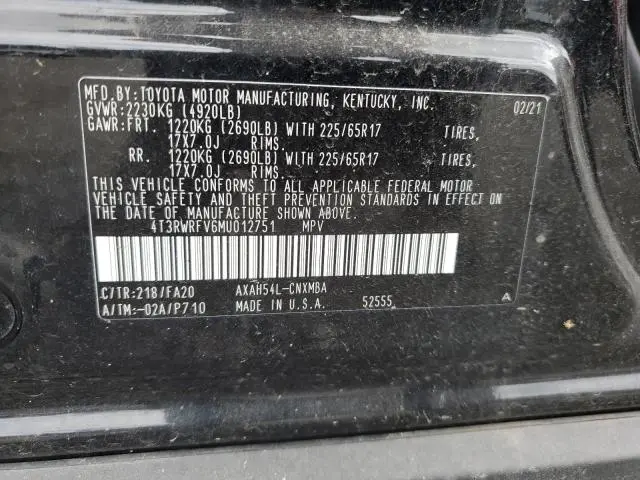 2021 TOYOTA RAV4 XLE  