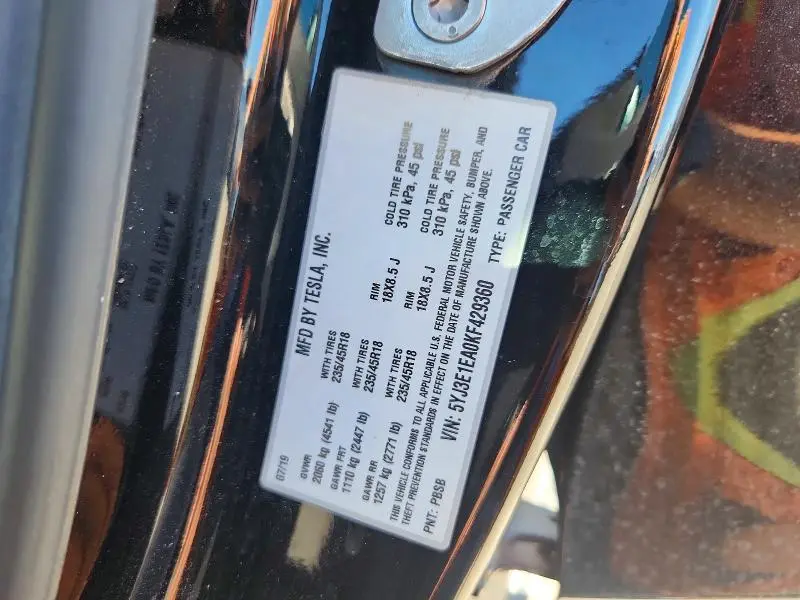 2019 TESLA MODEL 3   