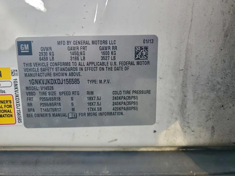 2013 CHEVROLET TRAVERSE LT  