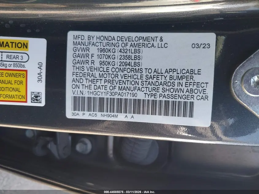 2023 HONDA ACCORD EX