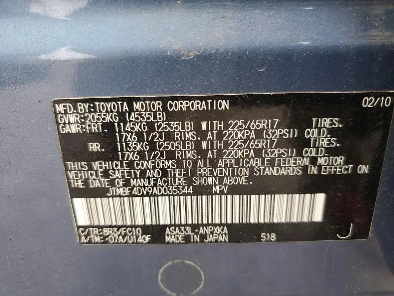 2010 TOYOTA RAV4 BASE  