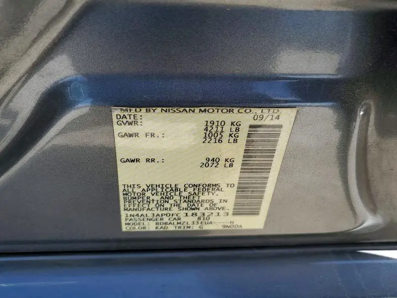 2015 NISSAN ALTIMA 2.5 SV  
