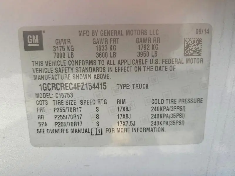 2015 CHEVROLET SILVERADO C1500 LT  