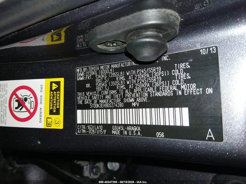 2013 TOYOTA HIGHLANDER LIMITED V6