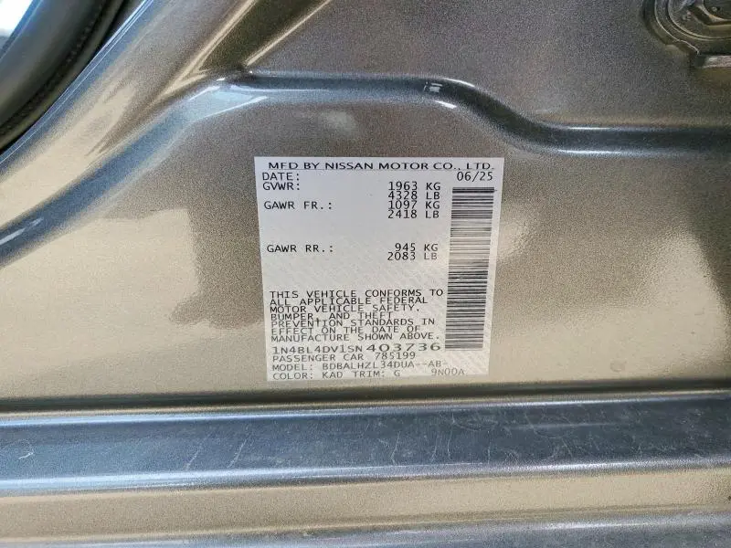 2025 NISSAN ALTIMA 2.5 SV  