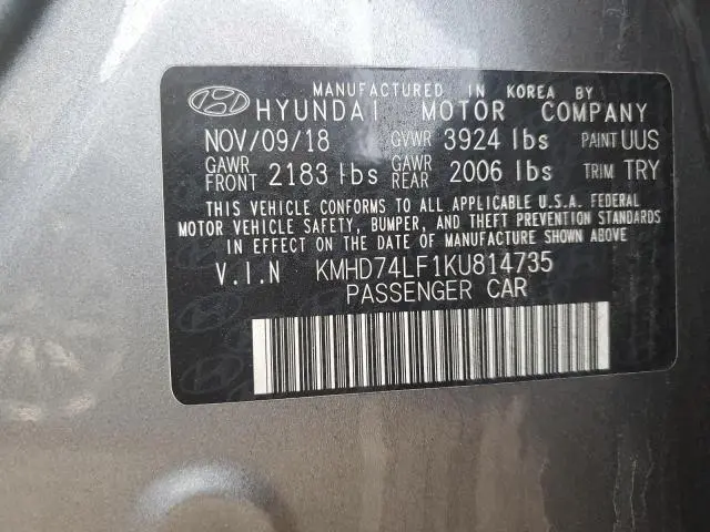 2019 HYUNDAI ELANTRA SE