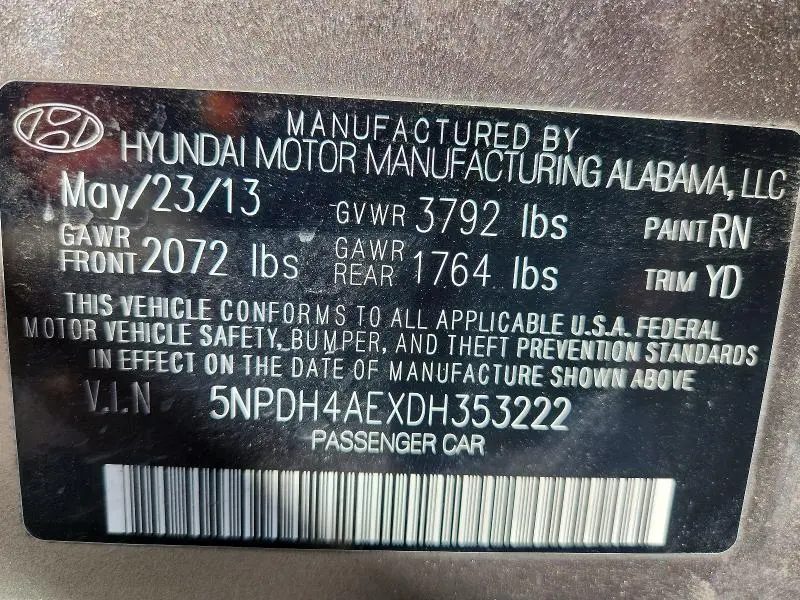 2013 HYUNDAI ELANTRA GLS  