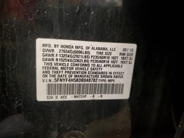 2013 HONDA PILOT EXL  