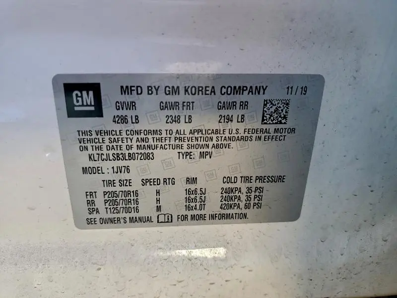 2020 CHEVROLET TRAX 1LT  