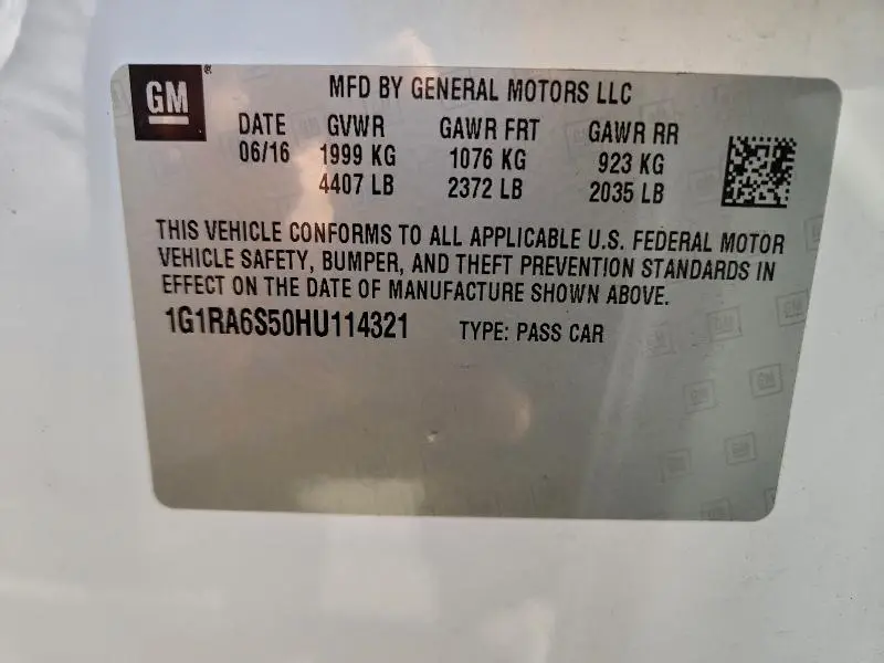 2017 CHEVROLET VOLT LT  