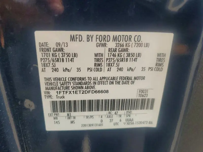 2013 FORD F150 SUPER CAB  