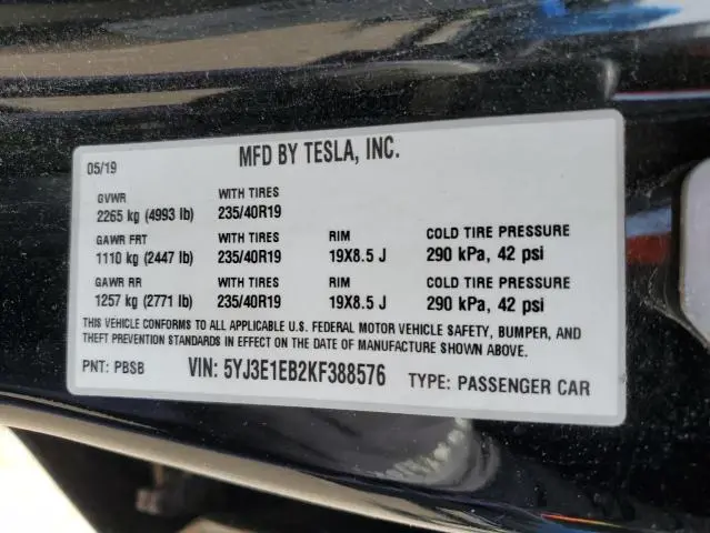 2019 TESLA MODEL 3   