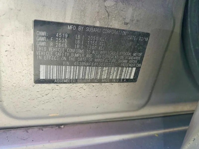 2019 SUBARU LEGACY 2.5I PREMIUM  