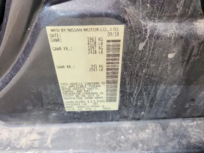 2019 NISSAN ALTIMA SL  