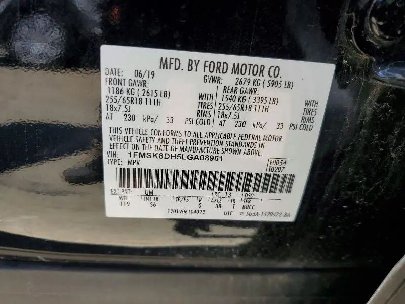 2020 FORD EXPLORER XLT  