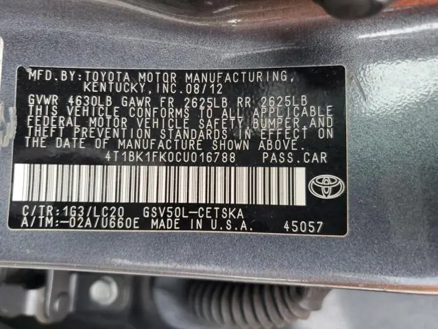 2012 TOYOTA CAMRY SE  
