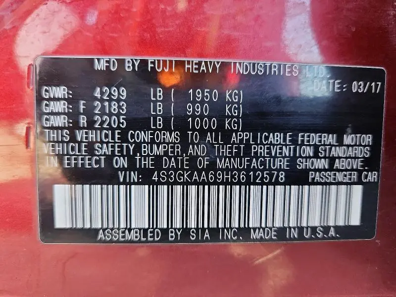 2017 SUBARU IMPREZA   