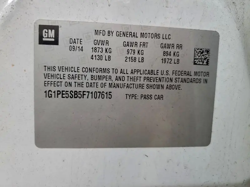 2015 CHEVROLET CRUZE LT  