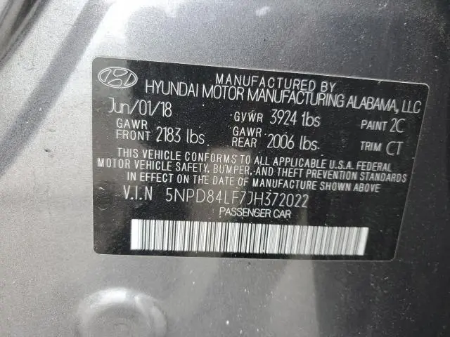 2018 HYUNDAI ELANTRA SEL  