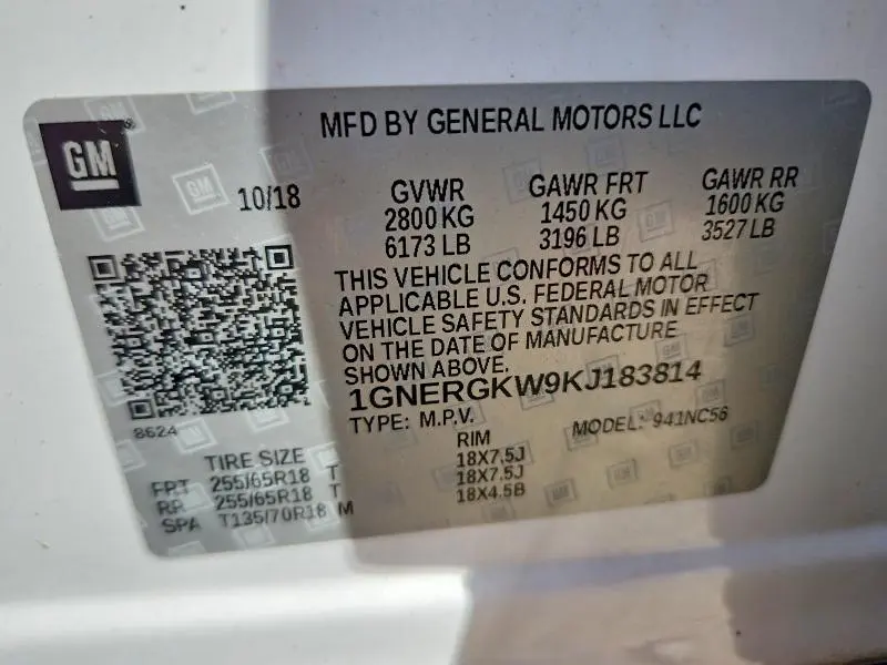 2019 CHEVROLET TRAVERSE LT  