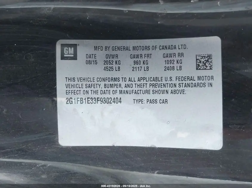 2015 CHEVROLET CAMARO 2LS