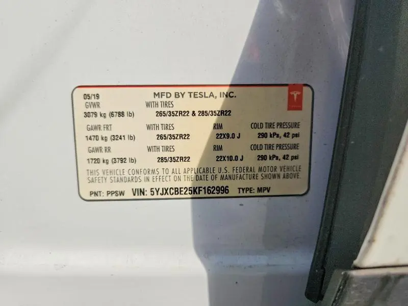 2019 TESLA MODEL X   