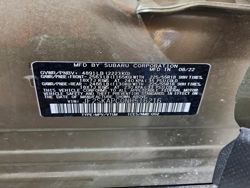 2022 SUBARU FORESTER LIMITED  