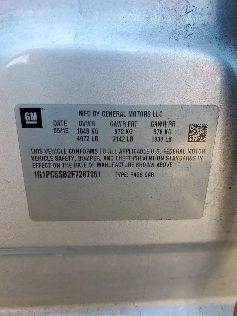 2015 CHEVROLET CRUZE LT  