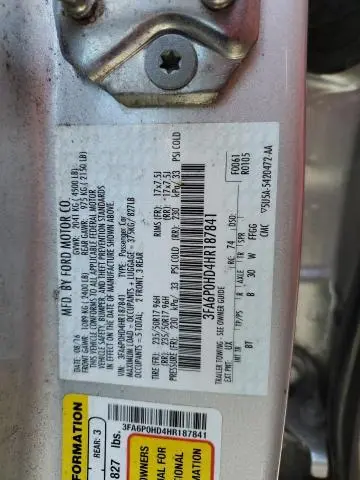 2017 FORD FUSION SE  